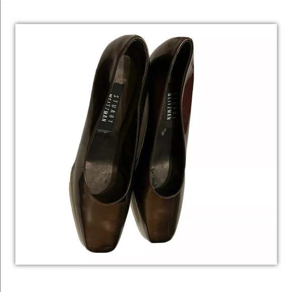 Stuart Weitzman Brown Patent Leather Platform Pumps Size 8.5B - Picture 3 of 7
